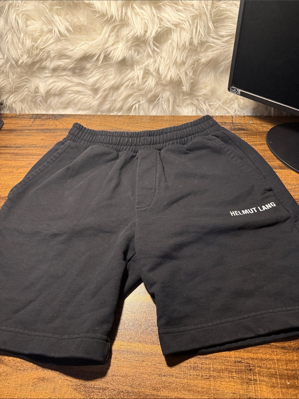Helmut Lang Black Logo Athletic Shorts